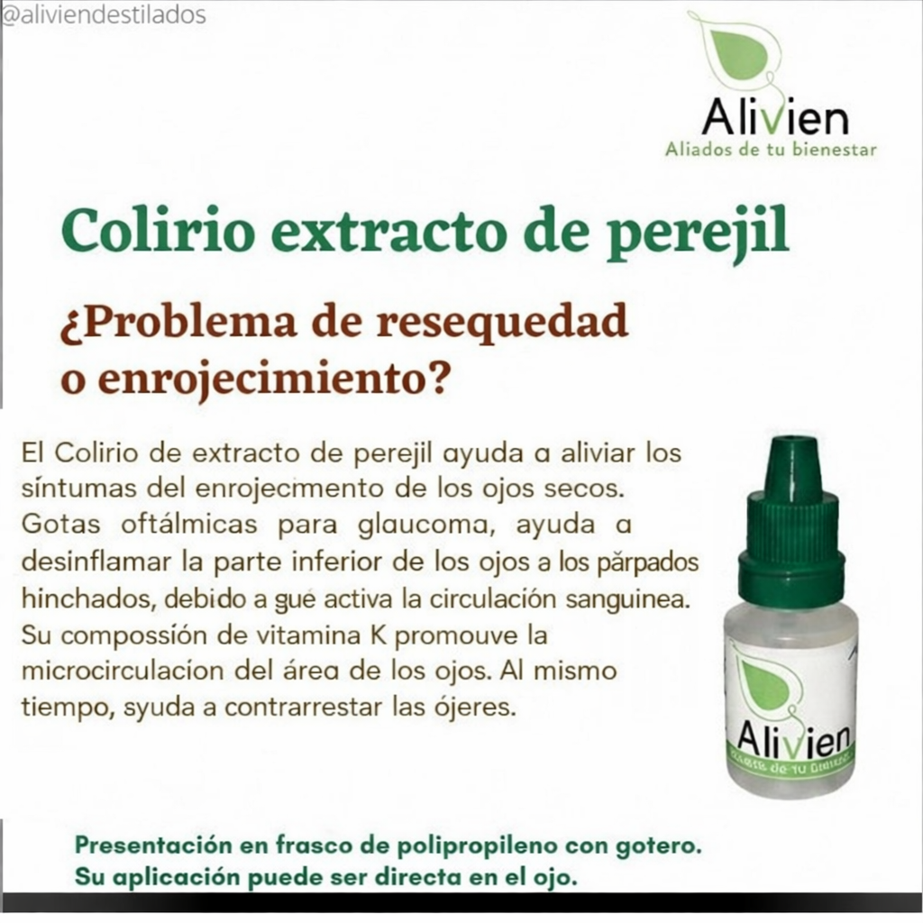 Colirio de extracto de perejil