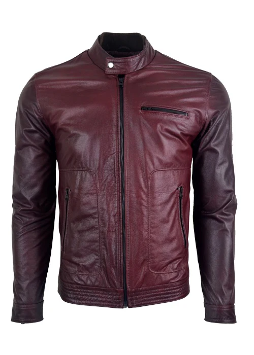 Chaqueta Bravia de cuero para hombre fit semi holgado