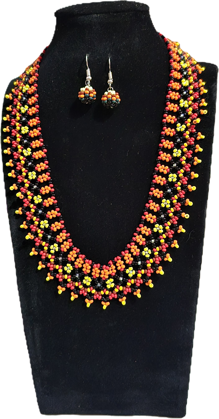 Collar y aretes- Fuego y Tierra