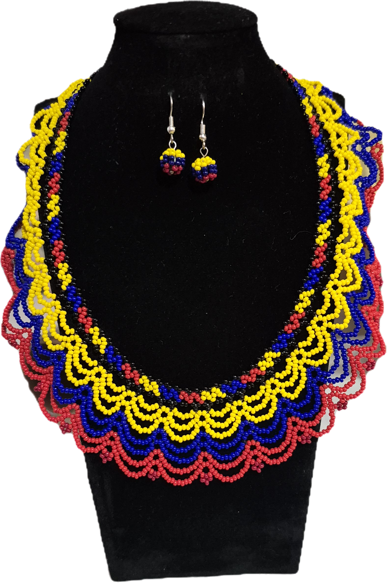 Collar y aretes- Colombia Abanico