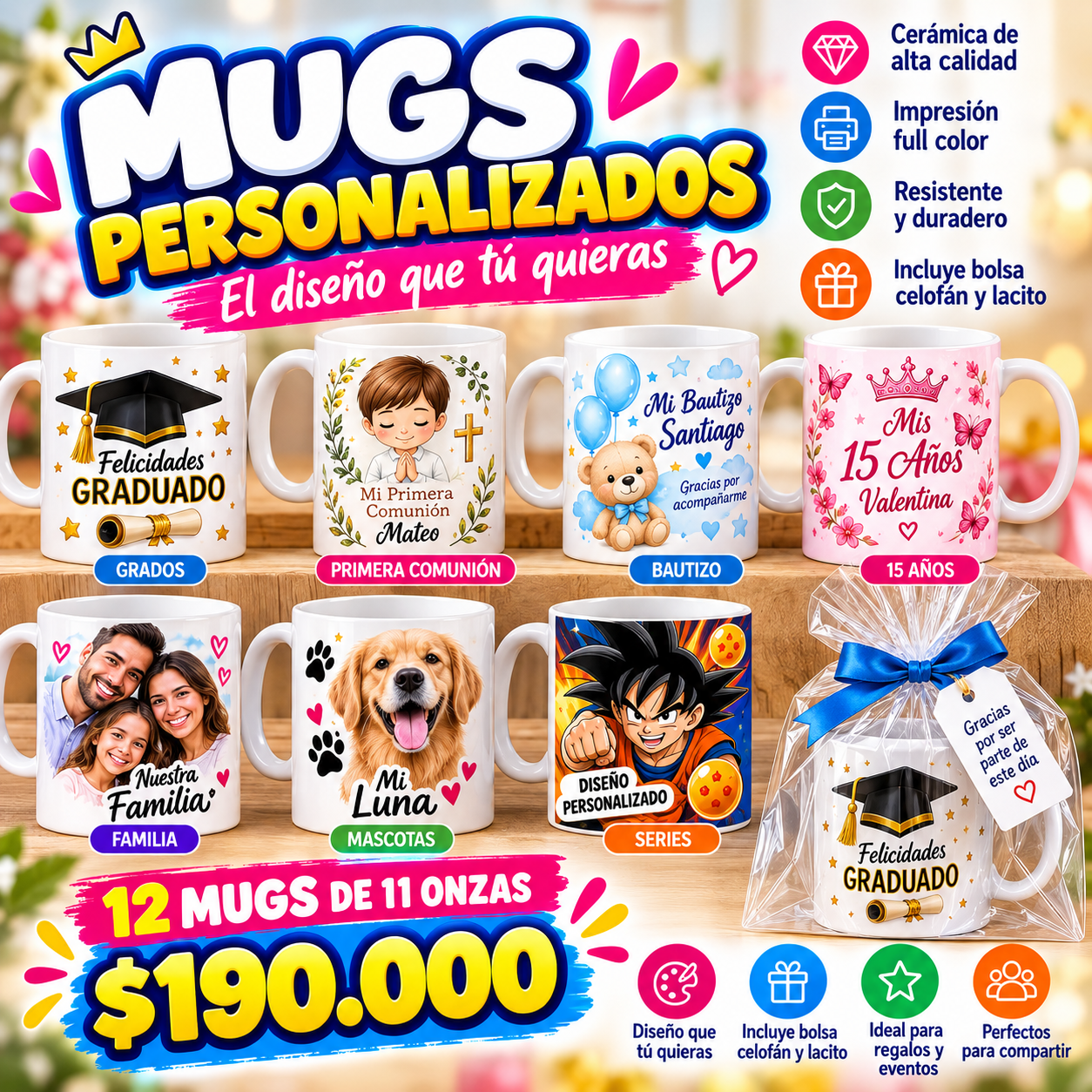 MUGS 11 ONZAS PORCELANA