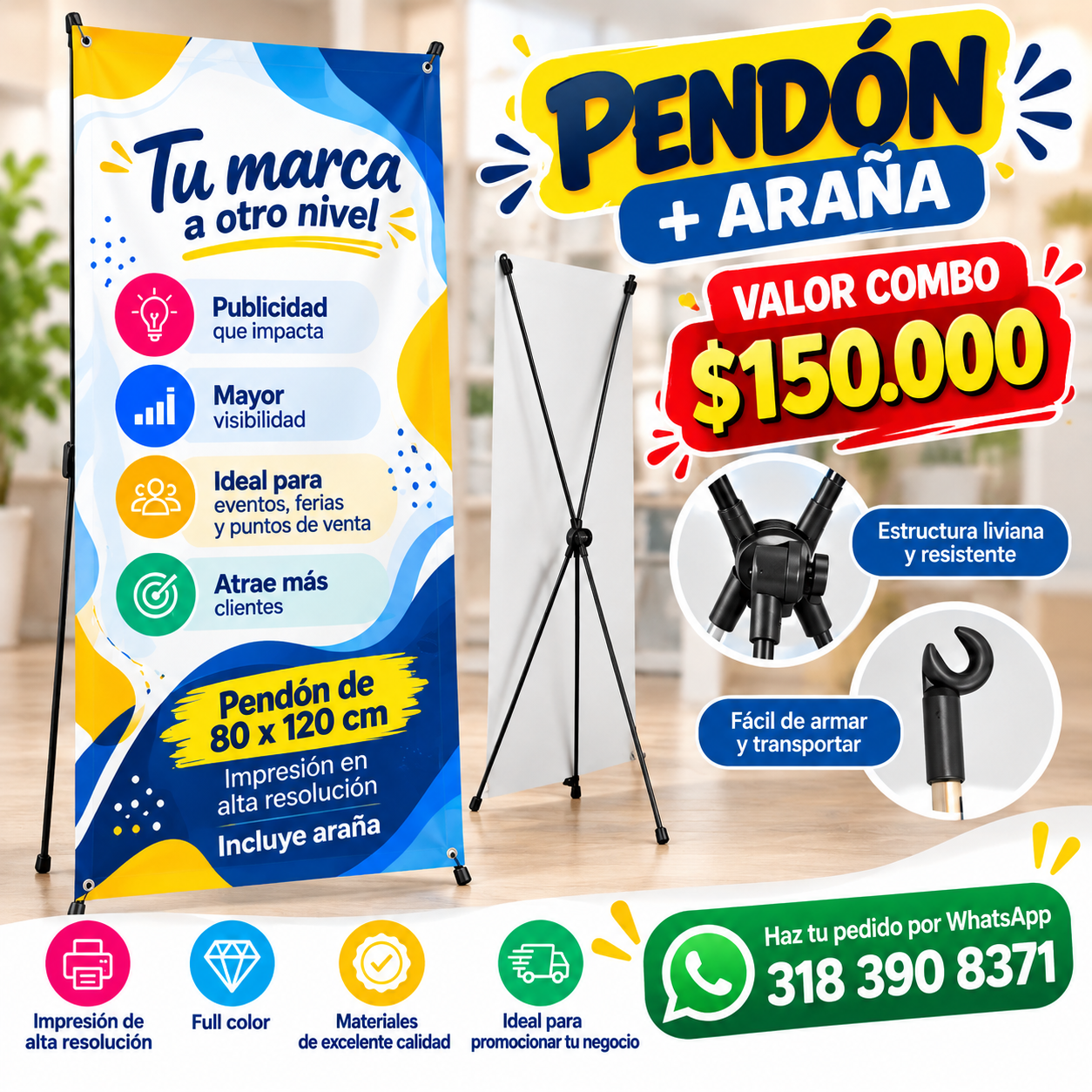 PENDON PUBLICITARIO CON ARAÑA