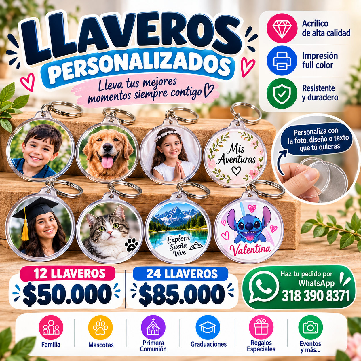 Llavero traslúcido redondo